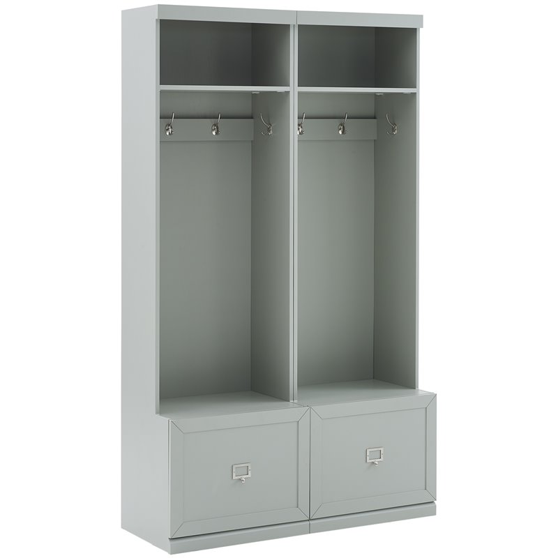 Crosley Furniture Harper Modern Wood Hall Tree Entryway in Gray (Set of 2)