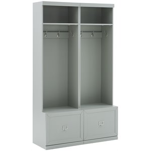 Crosley Furniture Harper Modern Wood Hall Tree Entryway in Gray (Set of 2)