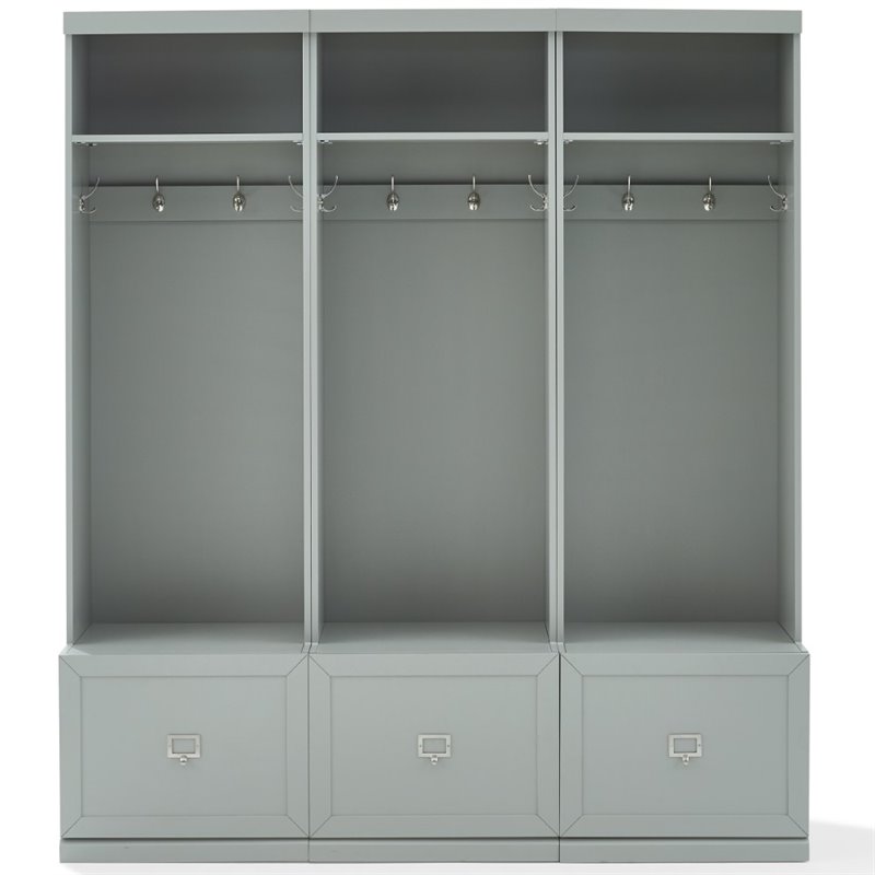 Crosley Furniture Harper Modern Wood Hall Tree Entryway in Gray (Set of 3)