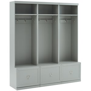 Crosley Furniture Harper Modern Wood Hall Tree Entryway in Gray (Set of 3)