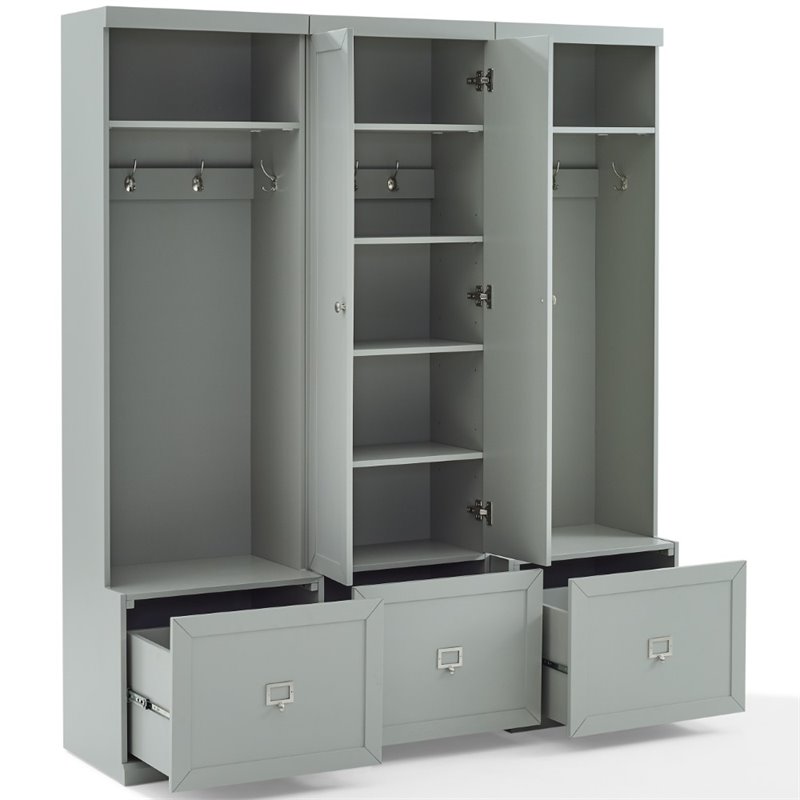 Crosley Furniture Harper 3 PC Modern Wooden Entryway Storage Set in Gray