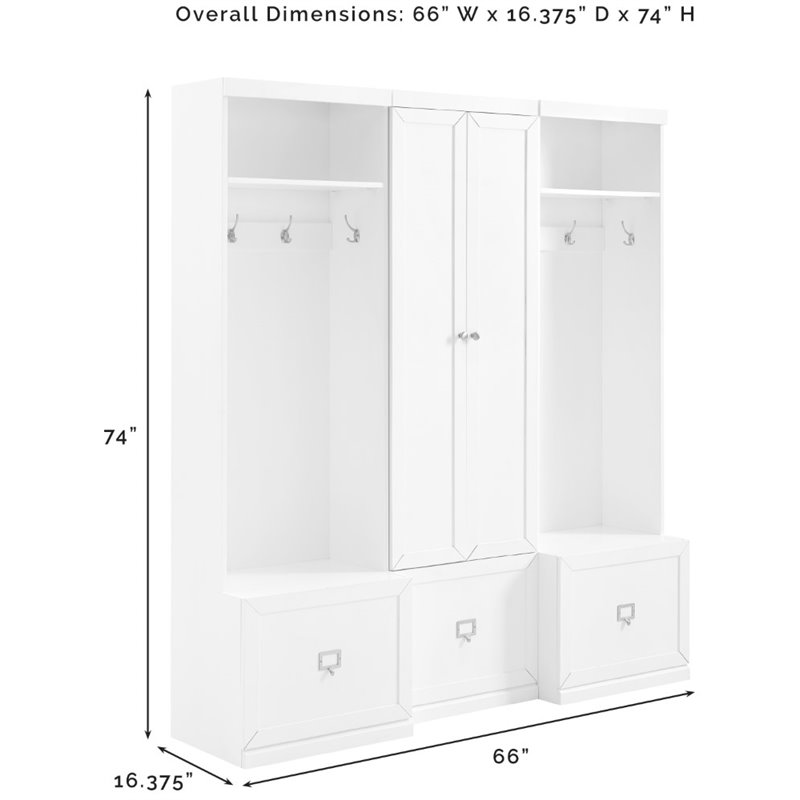 Crosley Furniture Harper 3 PC Modern Wooden Entryway Storage Set in Gray