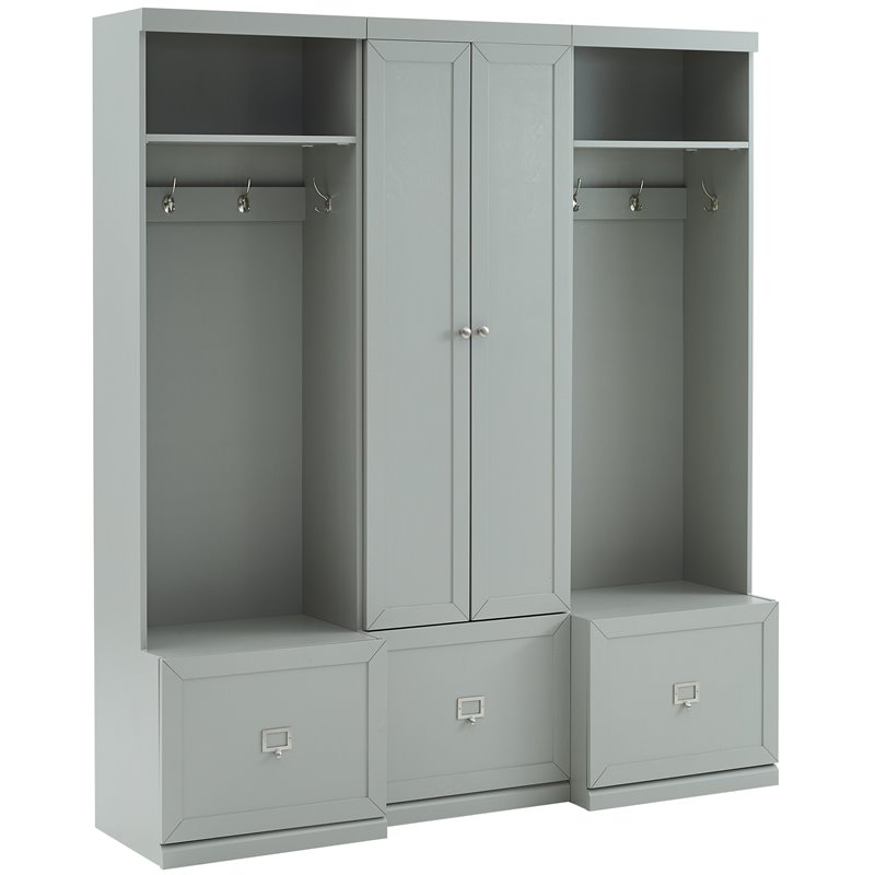 Crosley Furniture Harper 3 PC Modern Wooden Entryway Storage Set in Gray