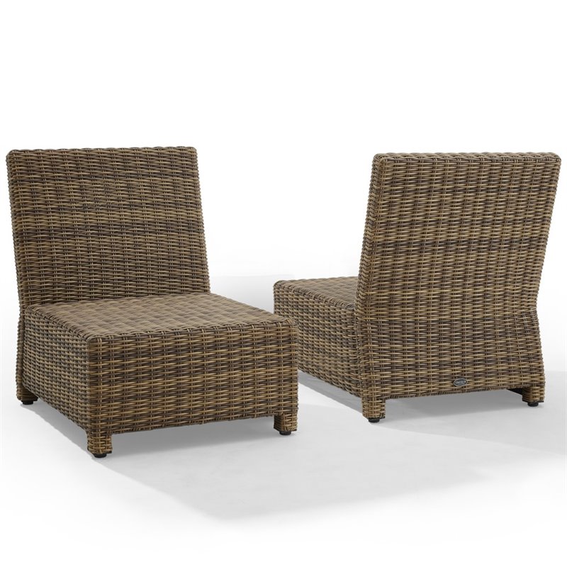 Crosley Furniture Bradenton Armless Patio Chair in Sangria and Brown (Set of 2)
