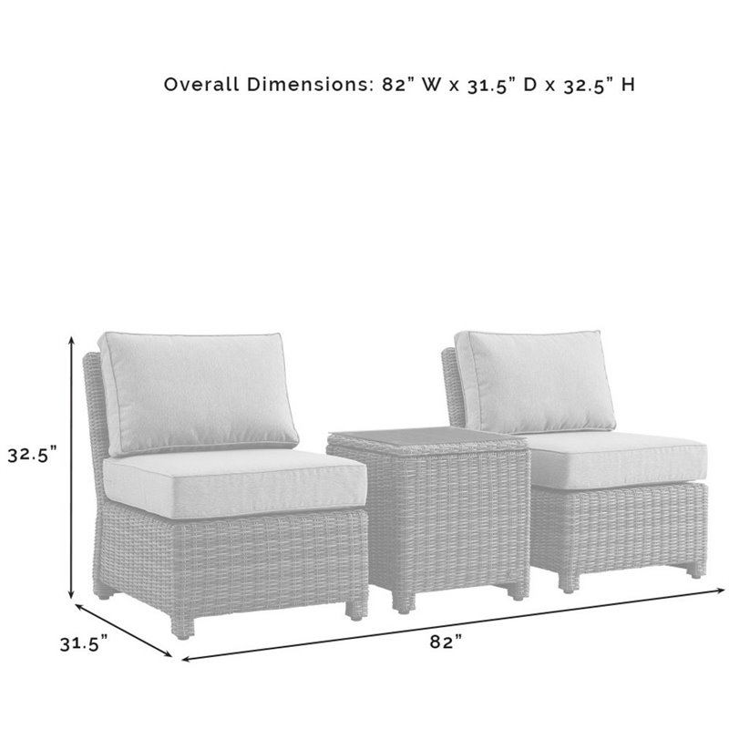 Crosley Furniture Bradenton 3 Pc Wicker / Rattan Outdoor Chair Set in Gray/Brown