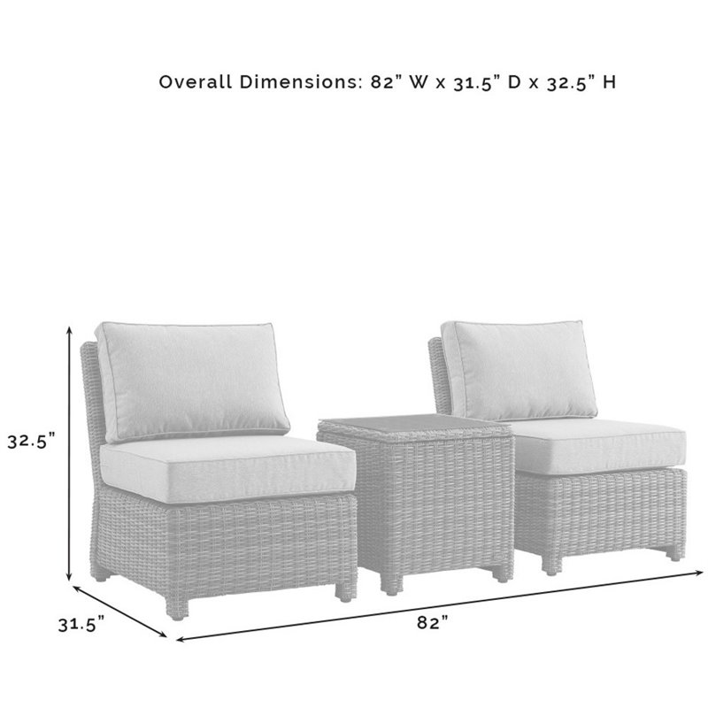 Crosley Furniture Bradenton 3PC Wicker & Fabric Outdoor Chair Set in Navy/Brown