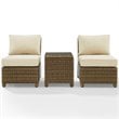 Crosley Furniture Bradenton 3 Pc Wicker / Rattan Outdoor Chair Set in Sand/Brown