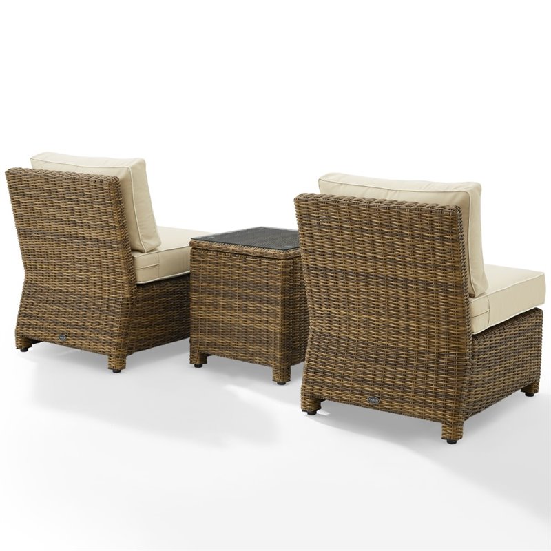 Crosley Furniture Bradenton 3 Pc Wicker / Rattan Outdoor Chair Set in Sand/Brown