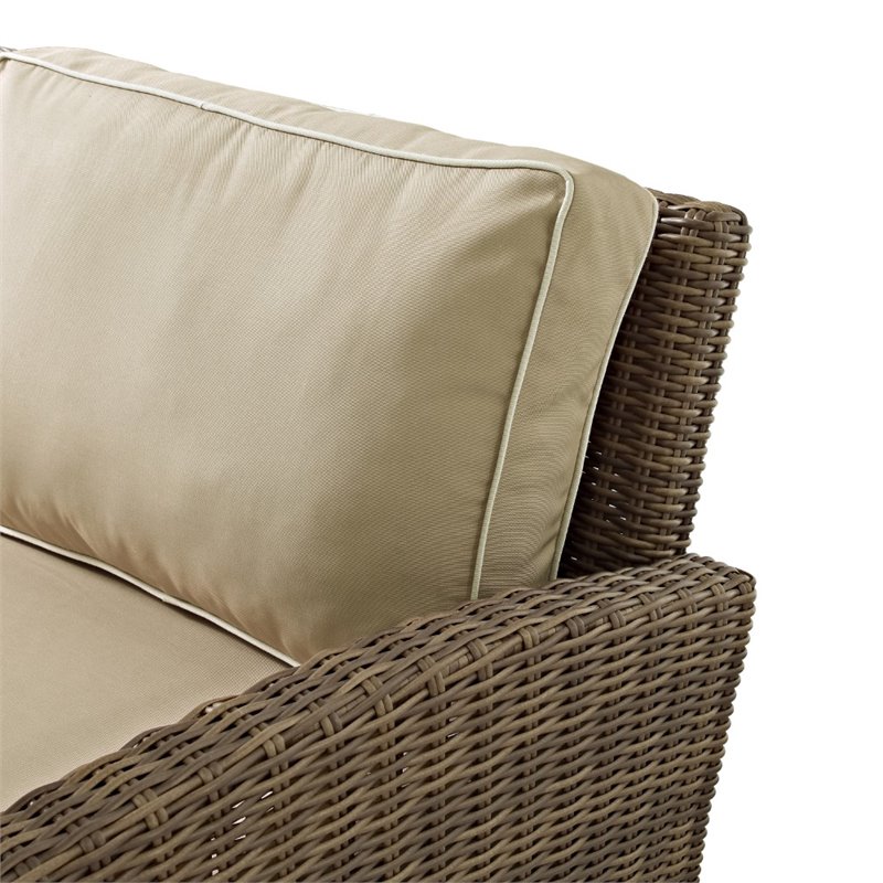 Crosley Furniture Bradenton 3 Pc Wicker / Rattan Outdoor Chair Set in Sand/Brown