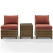 Crosley Furniture Bradenton 3 Pc Wicker / Rattan Outdoor Chair Set in Red/Brown
