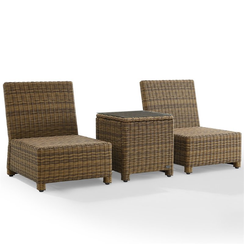 Crosley Furniture Bradenton 3 Pc Wicker / Rattan Outdoor Chair Set in Red/Brown