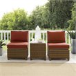 Crosley Furniture Bradenton 3 Pc Wicker / Rattan Outdoor Chair Set in Red/Brown