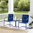 Crosley Furniture Bates 3 Piece Metal Patio Conversation Set in Navy and White