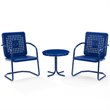 Crosley Furniture Bates 3 Piece Metal Patio Conversation Set in Navy and White