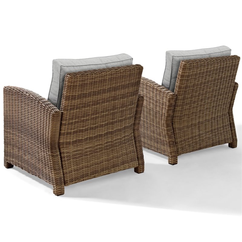 Crosley Furniture Bradenton Wicker / Rattan Patio Armchair in Brown (Set of 2)
