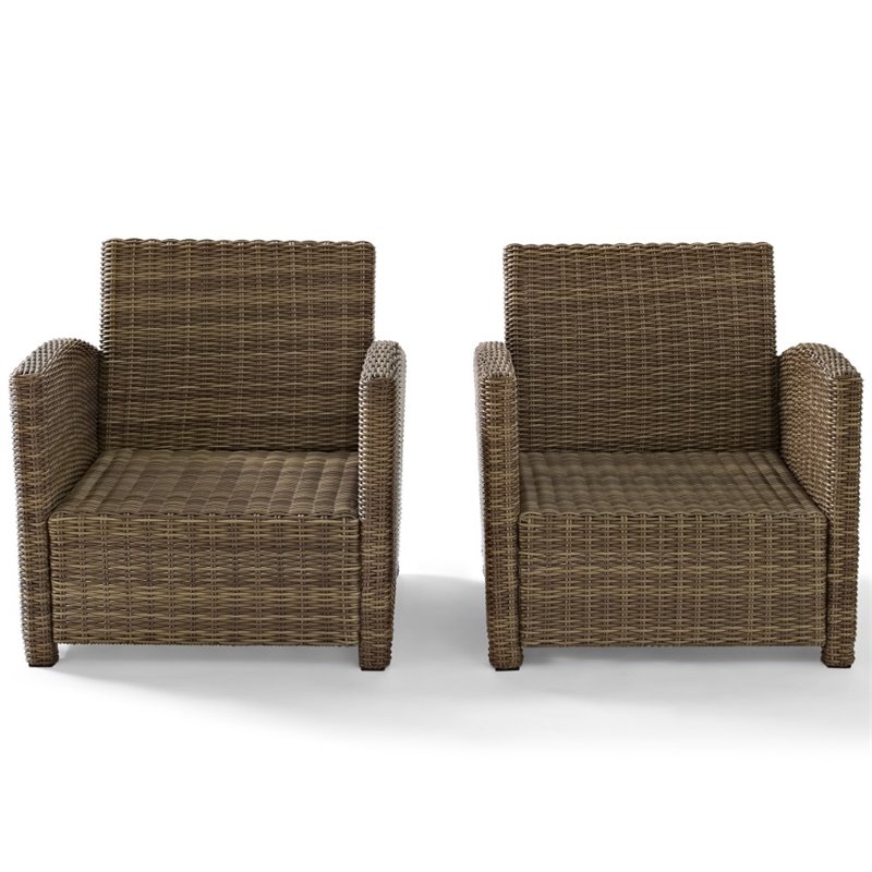 Crosley Furniture Bradenton Wicker / Rattan Patio Armchair in Brown (Set of 2)