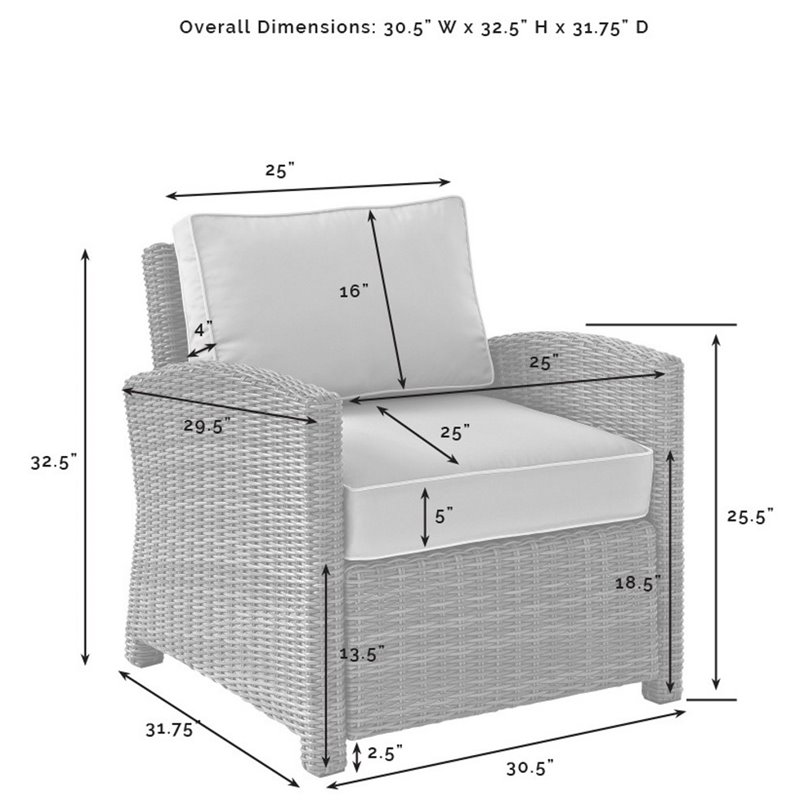 Crosley Furniture Bradenton Wicker / Rattan Patio Armchair in Brown (Set of 2)