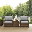 Crosley Furniture Bradenton 3 PC Wicker / Rattan Patio Conversation Set in Brown