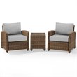 Crosley Furniture Bradenton 3 PC Wicker / Rattan Patio Conversation Set in Brown