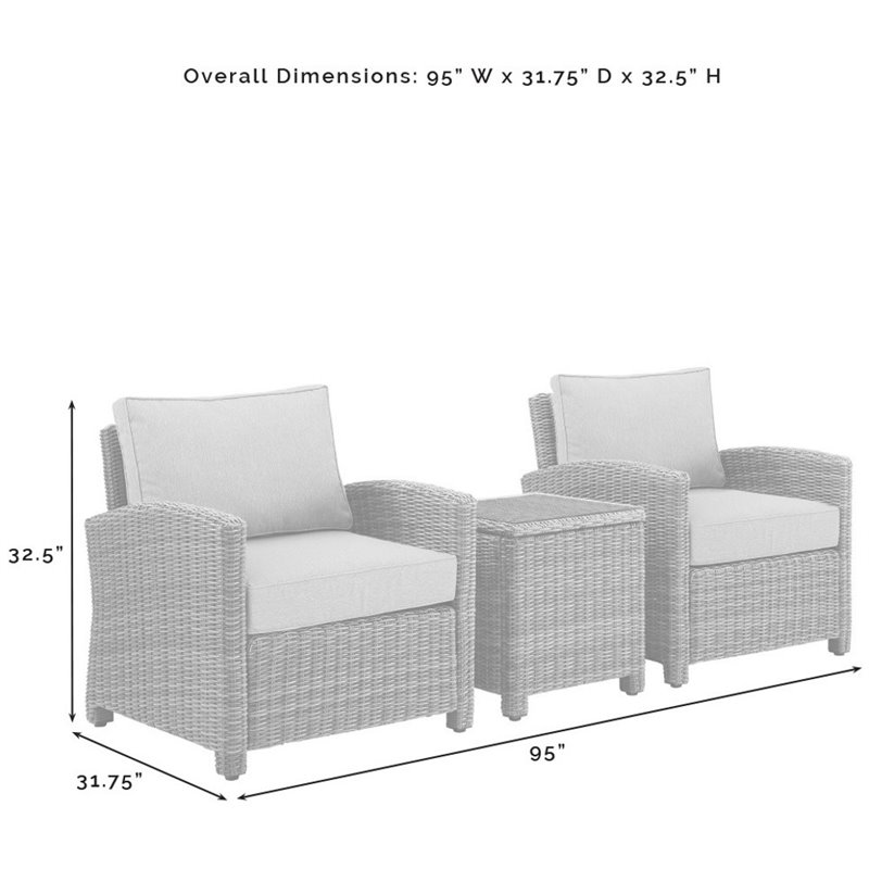 Crosley Furniture Bradenton 3 PC Wicker / Rattan Patio Conversation Set in Brown