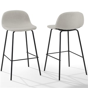 crosley riley fabric upholstered bar stool in oatmeal and matte black (set of 2)