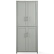 Crosley Furniture Savannah Transitional Tall Wood Shaker Pantry in Gray/Nickel