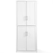 Crosley Furniture Savannah Transitional Tall Wood Shaker Pantry in White/Nickel