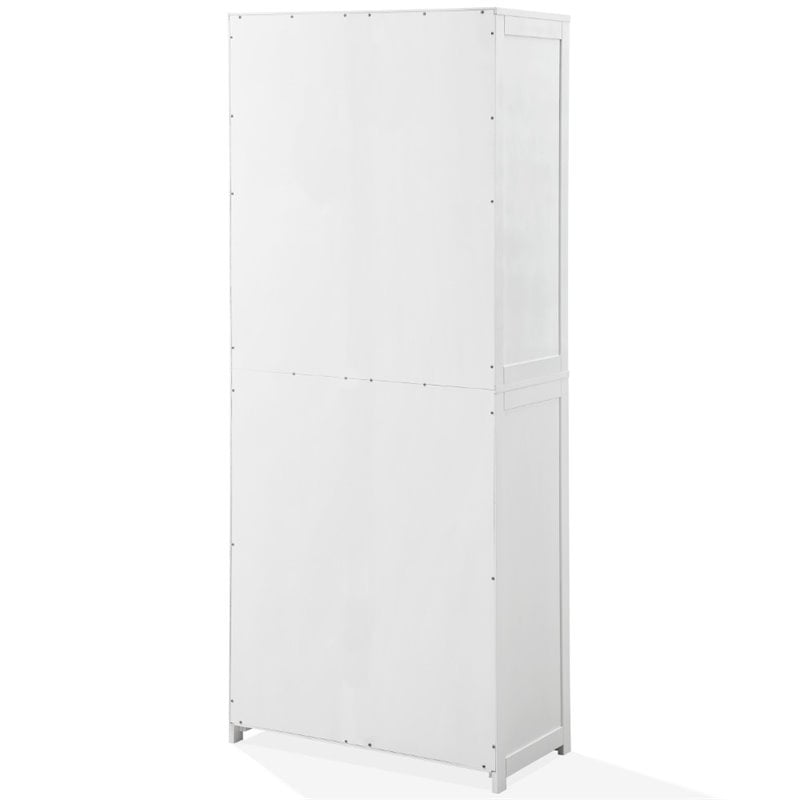 Crosley Furniture Savannah Transitional Tall Wood Shaker Pantry in White/Nickel