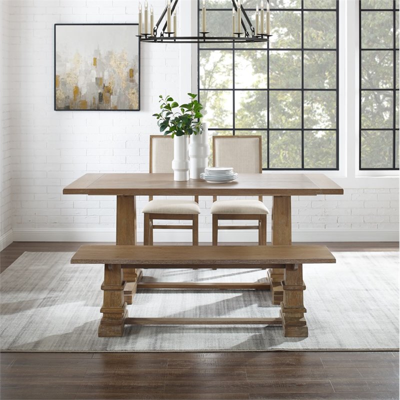 Crosley Furniture Joanna 4-Piece Modern Wood Dining Set in Rustic Brown/Cream