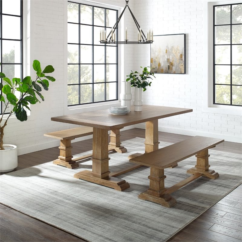 Crosley Furniture Joanna 3-Piece Modern Wood Dining Set in Rustic Brown