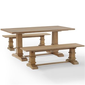 Crosley Furniture Joanna 3-Piece Modern Wood Dining Set in Rustic Brown