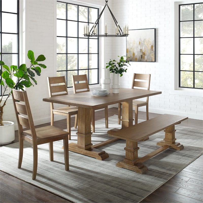 Crosley Furniture Joanna 6-Piece Modern Wood Dining Set in Rustic Brown