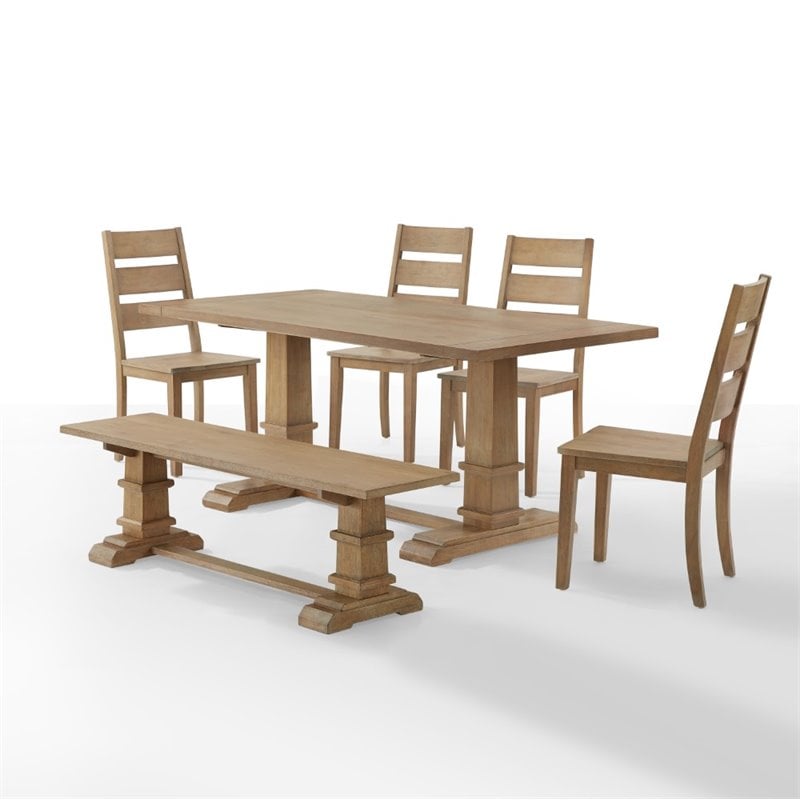 Crosley Furniture Joanna 6-Piece Modern Wood Dining Set in Rustic Brown