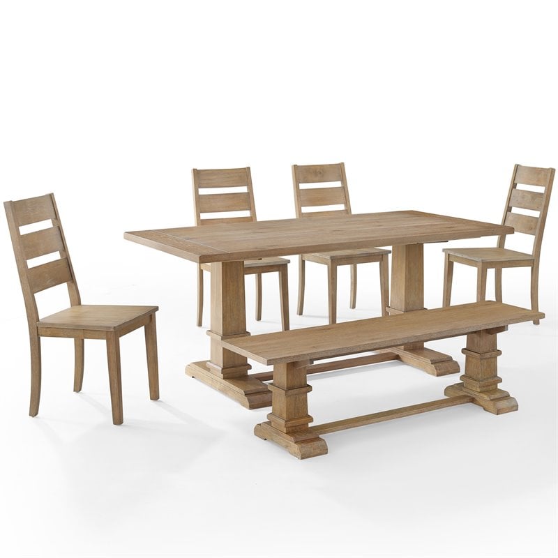 Crosley Furniture Joanna 6-Piece Modern Wood Dining Set in Rustic Brown
