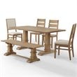 Crosley Furniture Joanna 6 Piece Modern Wood Dining Set in Rustic Brown/Cream