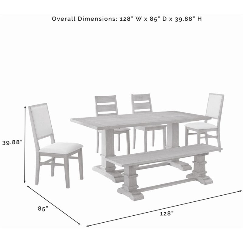 Crosley Furniture Joanna 6 Piece Modern Wood Dining Set in Rustic Brown/Cream