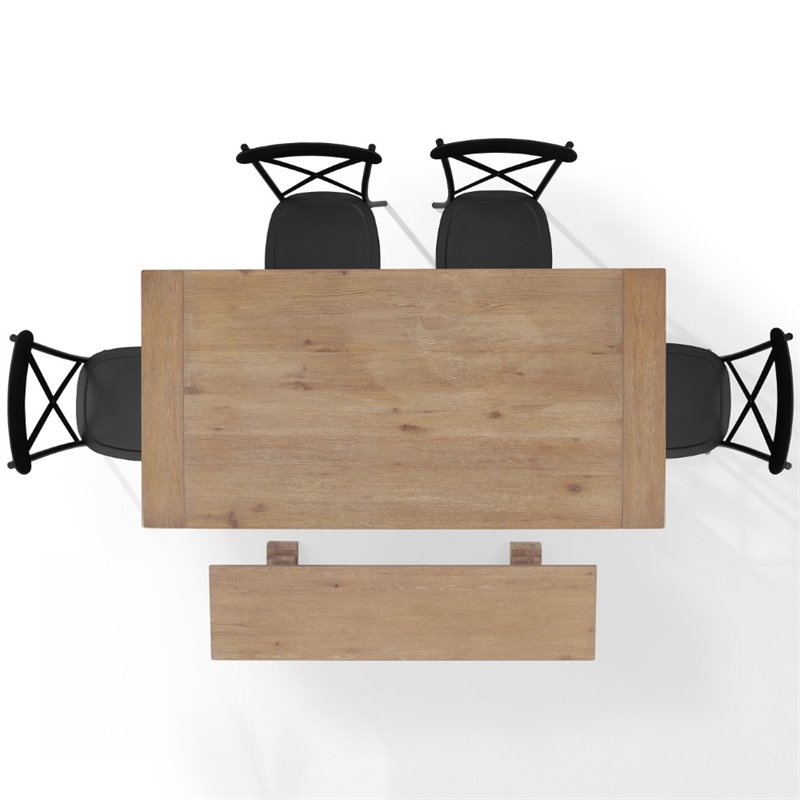 Crosley Furniture Joanna 6 Piece Modern Wood Dining Set in Rustic Brown/Black