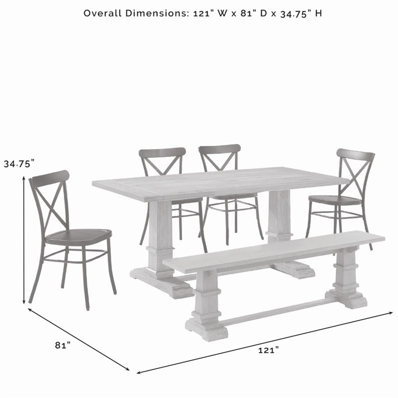 Crosley Furniture Joanna 6 Piece Modern Wood Dining Set in Rustic Brown/Black
