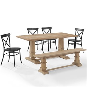 Crosley Furniture Joanna 6 Piece Modern Wood Dining Set in Rustic Brown/Black