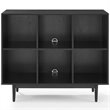 Crosley Furniture Liam 6 Cubby Wooden Record Storage Cube Bookcase in Black