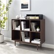 Crosley Furniture Liam 6 Cubby Wooden Record Storage Cube Bookcase in Walnut