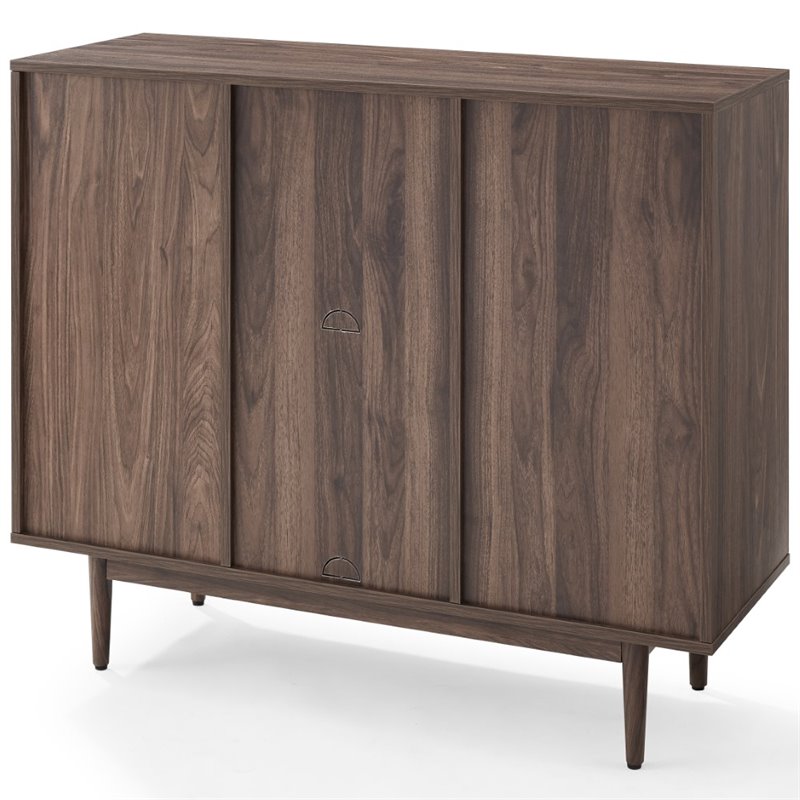 Crosley Furniture Liam 6 Cubby Wooden Record Storage Cube Bookcase in Walnut