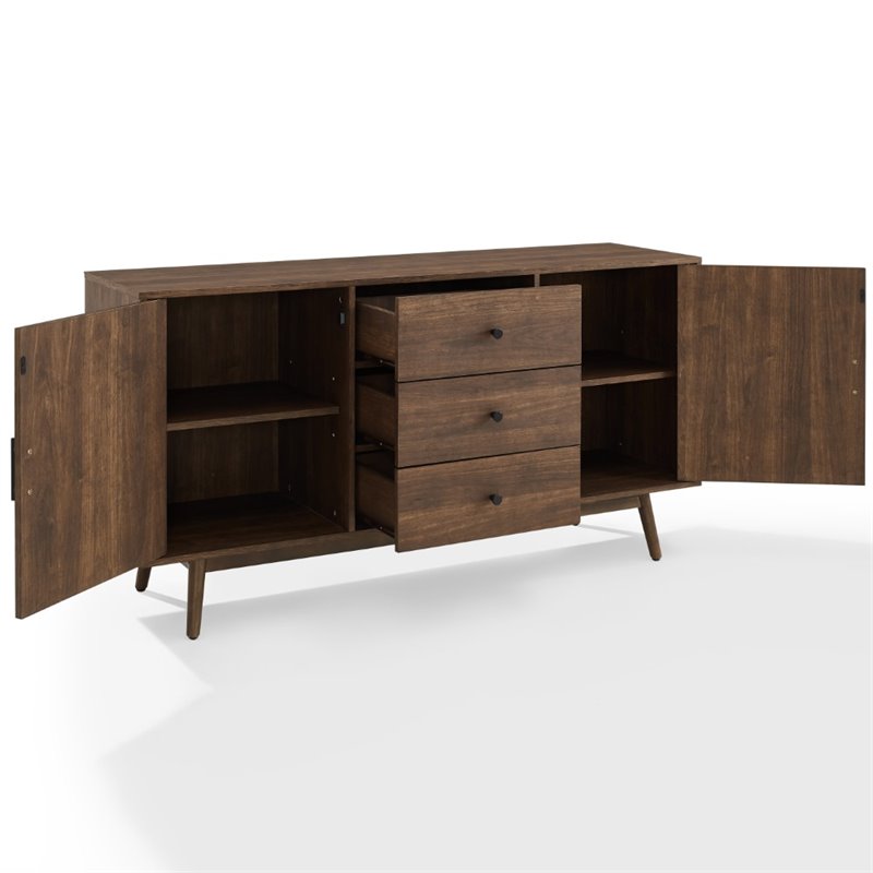 Crosley Furniture Lucas Mid-Century Wood Sideboard Buffet Cabinet in Brown