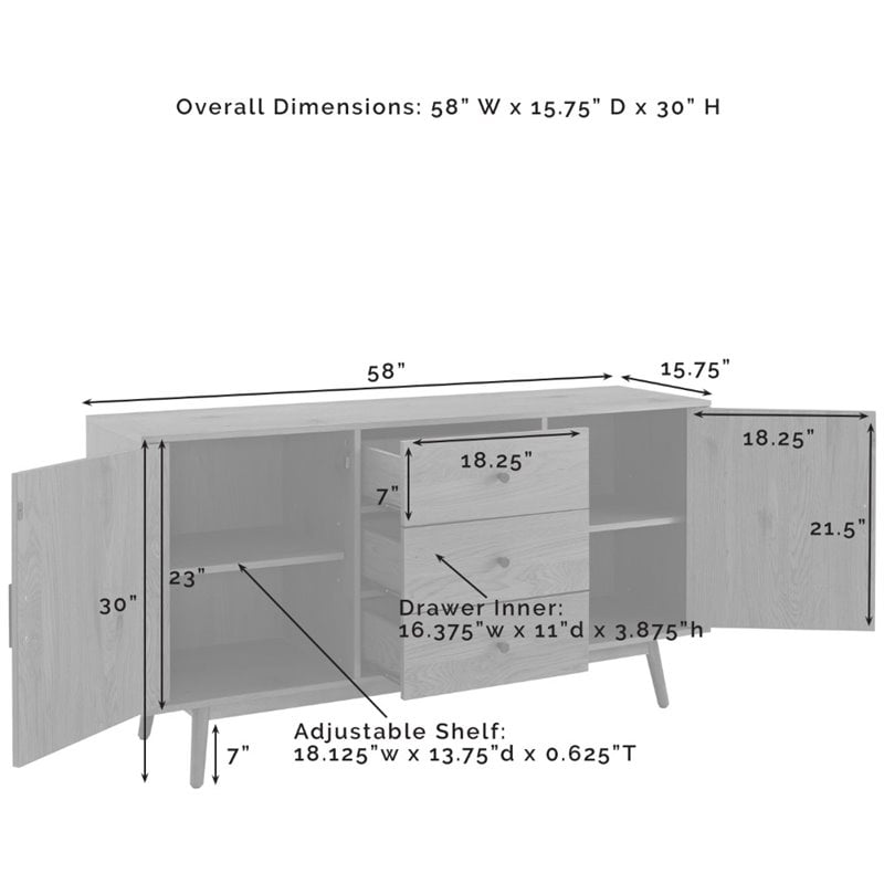 Crosley Furniture Lucas Mid-Century Wood Sideboard Buffet Cabinet in Brown