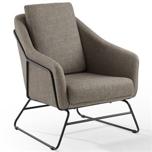 Crosley Furniture Marley Fabric Upholstered Accent Arm Chair in Gray/Matte Black