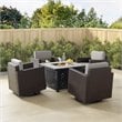 Crosley Furniture Palm Harbor 5PC Wicker / Rattan Conversation Set in Gray/Brown