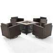 Crosley Furniture Palm Harbor 5PC Wicker / Rattan Conversation Set in Gray/Brown