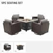 Crosley Furniture Palm Harbor 5PC Wicker / Rattan Conversation Set in Gray/Brown