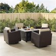Crosley Furniture Palm Harbor 5PC Wicker / Rattan Conversation Set in Sand/Brown