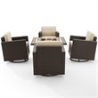 Crosley Furniture Palm Harbor 5PC Wicker / Rattan Conversation Set in Sand/Brown